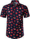 Men's Cotton Strawberry Print Hawaiian Shirt & Shorts Set
