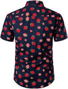 Men's Cotton Strawberry Print Hawaiian Shirt & Shorts Set