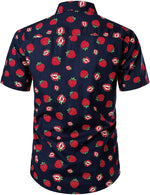 Men's Cotton Strawberry Print Hawaiian Shirt & Shorts Set