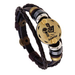 12 Constellation Lucky Braided Adjustable Leather Bracelet
