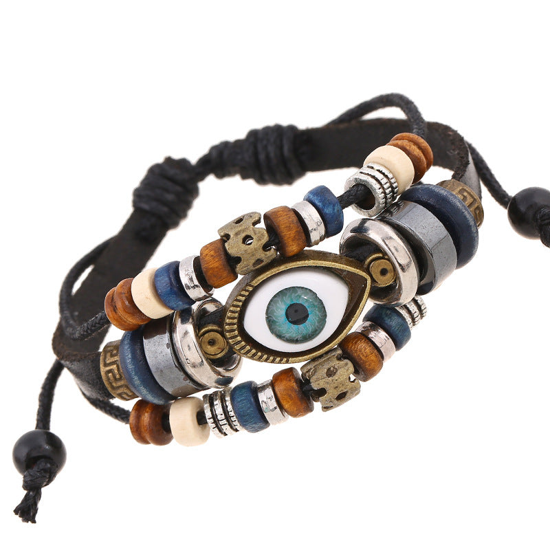 Vintage Bohemia Eye Beaded Boho Leather Bracelet