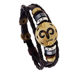 12 Constellation Lucky Braided Adjustable Leather Bracelet