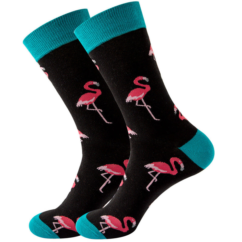 Breathable Funny Flamingo Print Holiday Cotton Socks