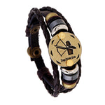 12 Constellation Lucky Braided Adjustable Leather Bracelet