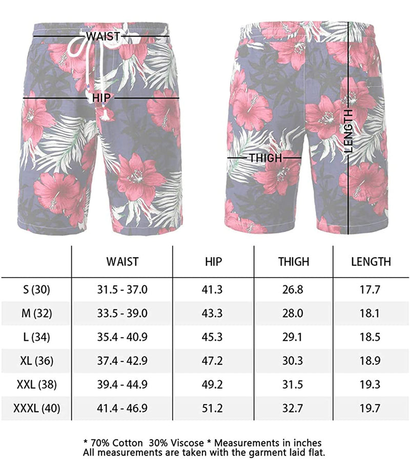 Men's Flower Flat Front Casual Aloha Hawaiian Shorts pants