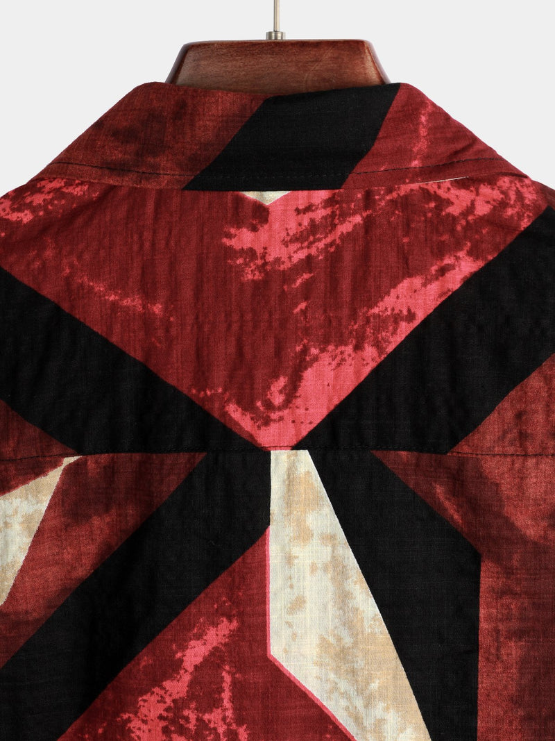 Men's Cotton Geometric Patterns Short Sleeve Shirt