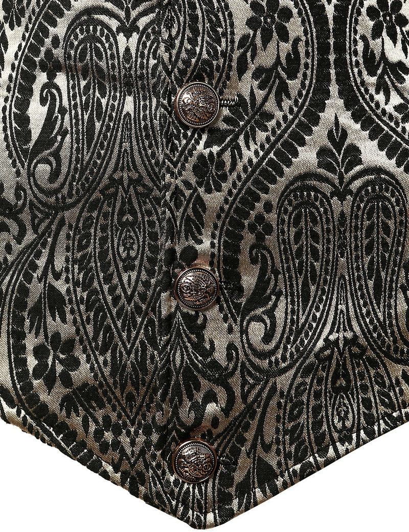 Mens Victorian Suit Vest Steampunk Gothic Waistcoat Beige Vest