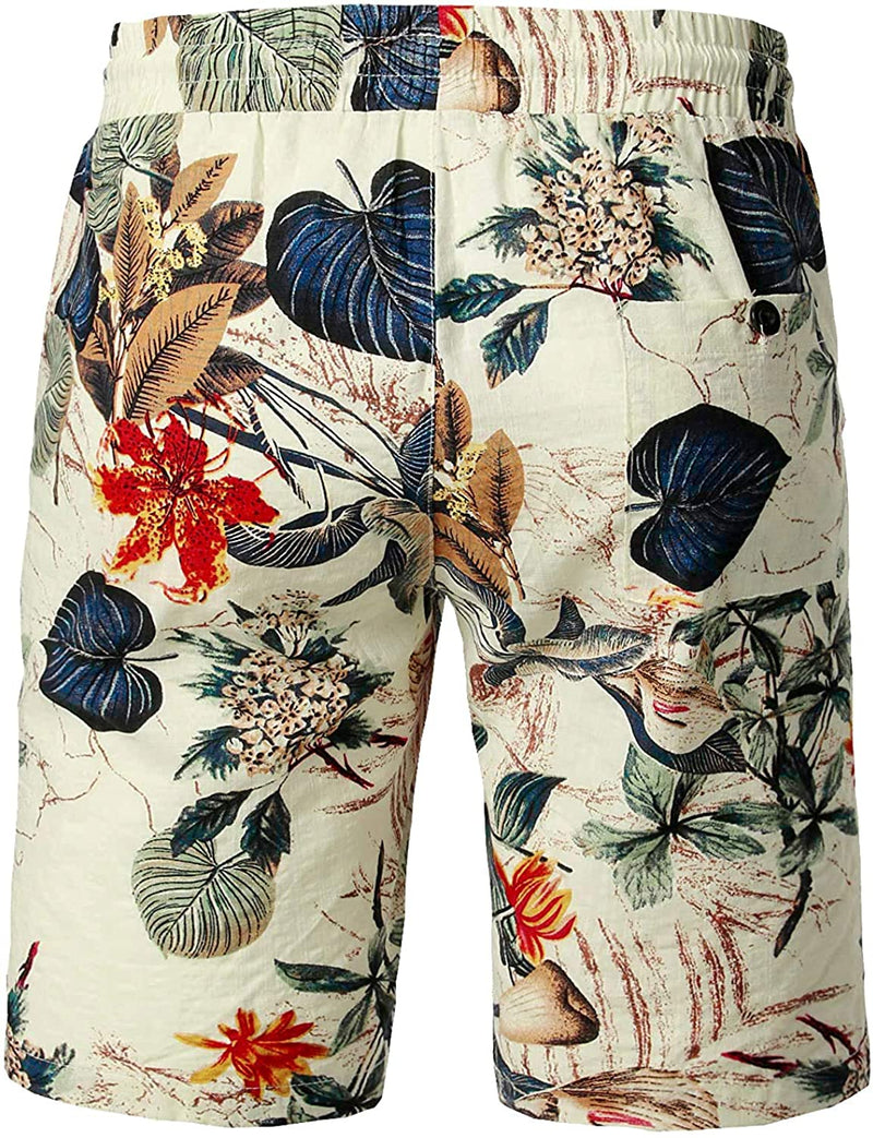 Men's Cotton Casual Flower Hawaiian Shorts