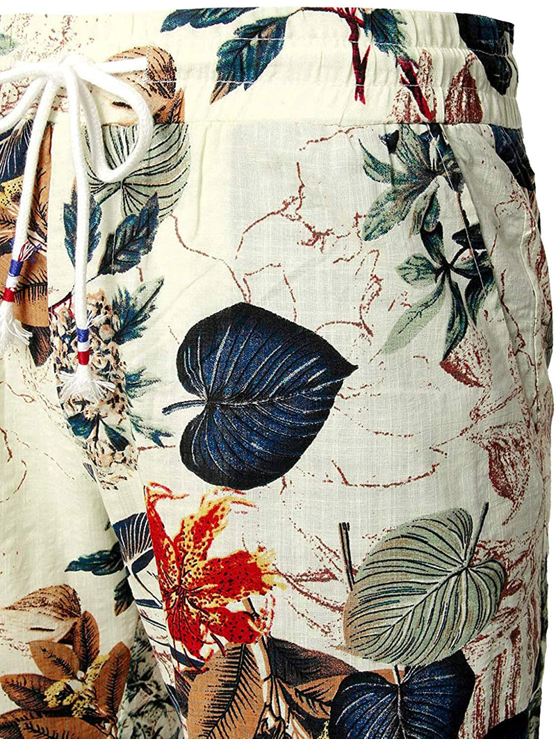 Men's Cotton Casual Flower Hawaiian Shorts