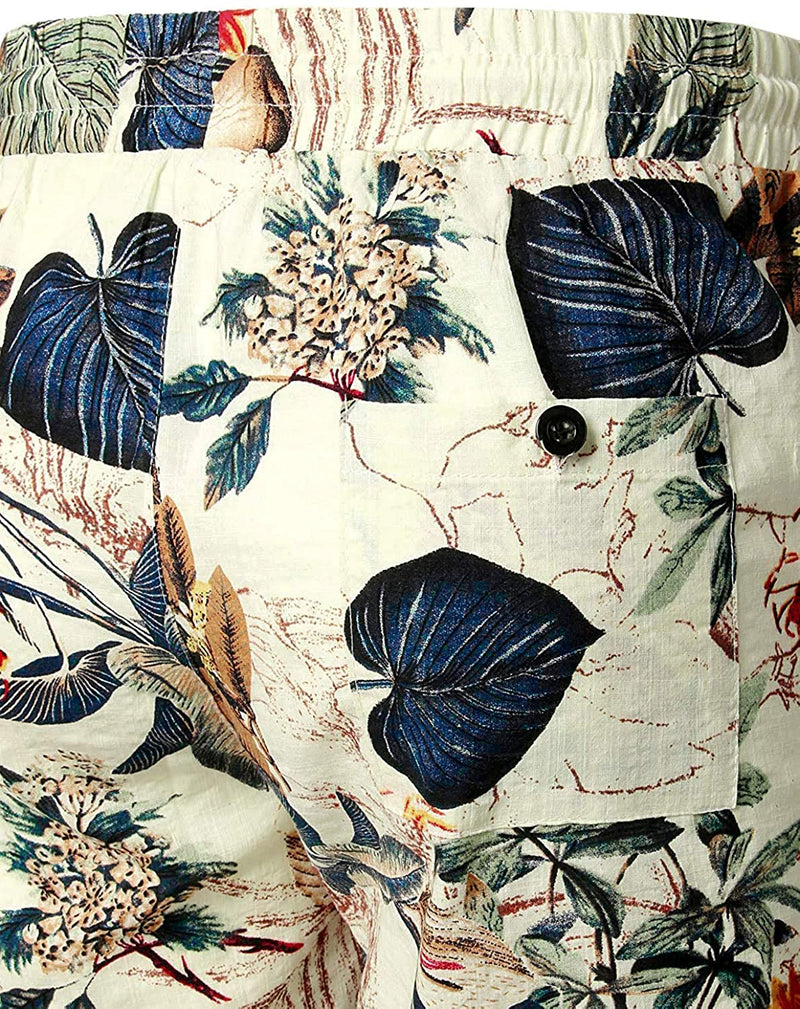 Men's Cotton Casual Flower Hawaiian Shorts