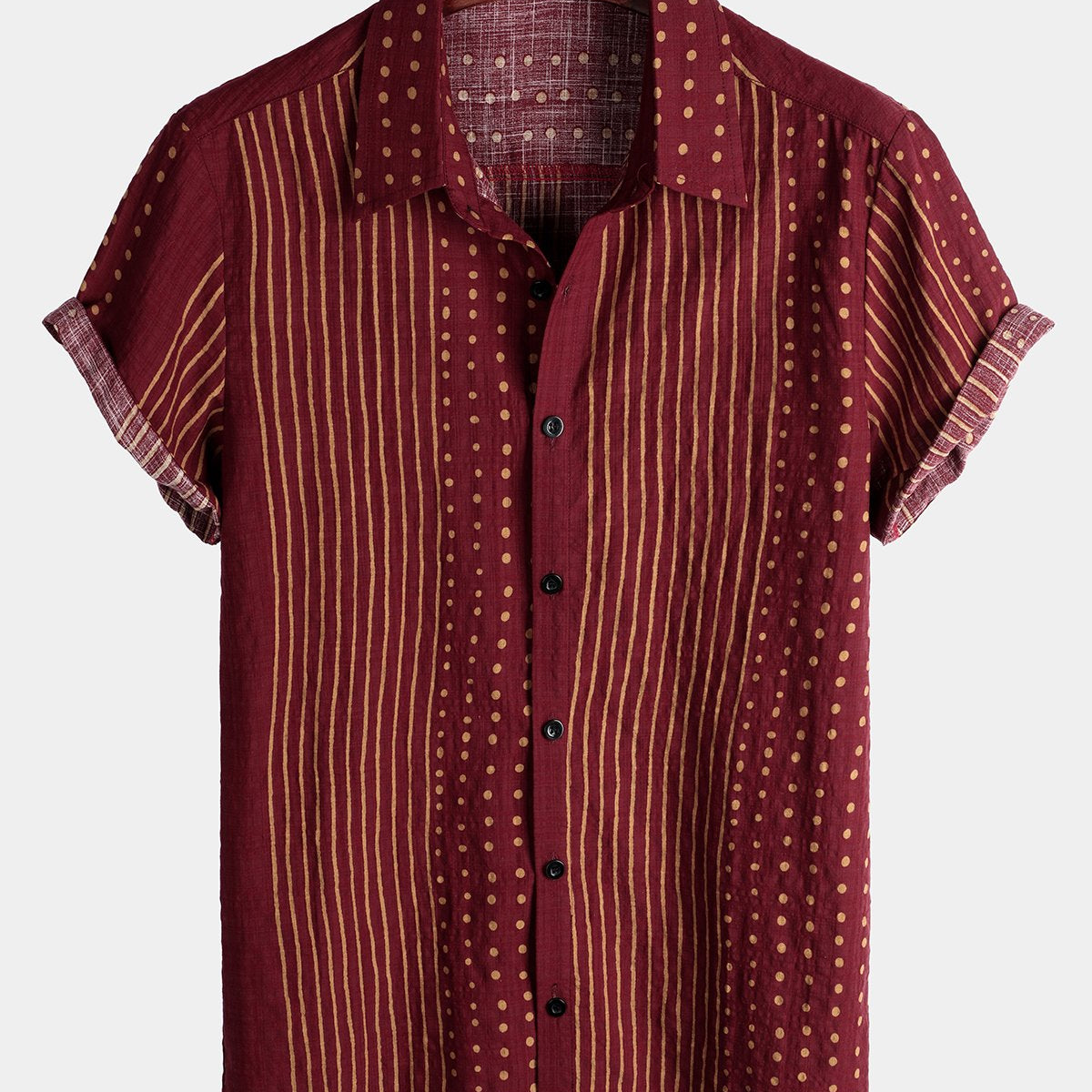 Men's Breathable Cotton Short Sleeve Striped Shirt