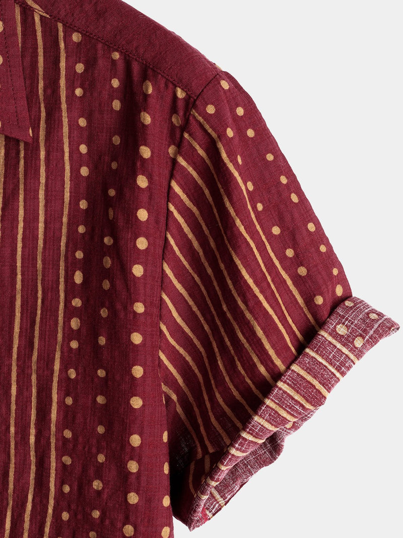 Men's Breathable Cotton Short Sleeve Striped Shirt