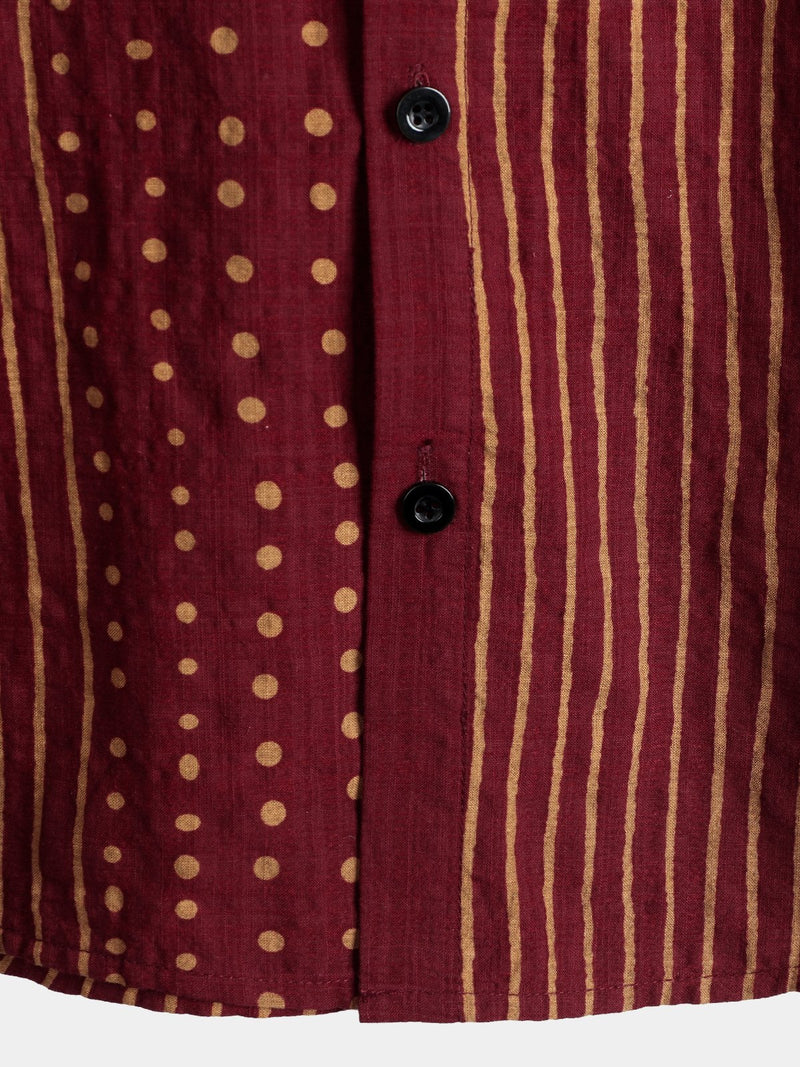 Men's Breathable Cotton Short Sleeve Striped Shirt