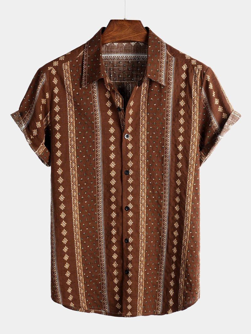 Bundle Of 3 | Men's Breathable Retro Short Sleeve Cotton Shirts