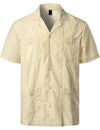 Men's Short Sleeve Button Down Cuban Guayabera Shirts Casual Suits