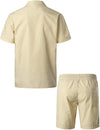 Men's Short Sleeve Button Down Cuban Guayabera Shirts Casual Suits