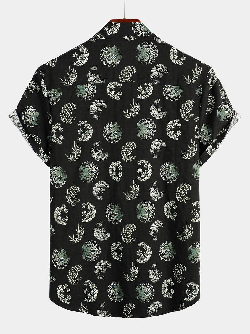 Men's Print Cotton Pocket Tropical Hawaiian Shirt