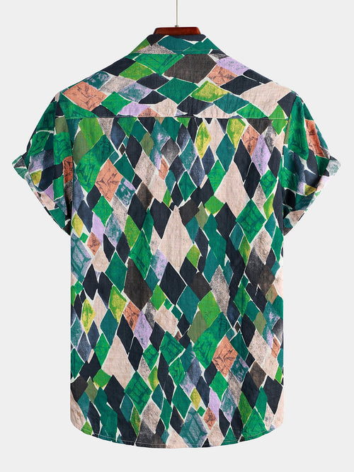 Men's Retro Casual Short Sleeve Cotton Shirt