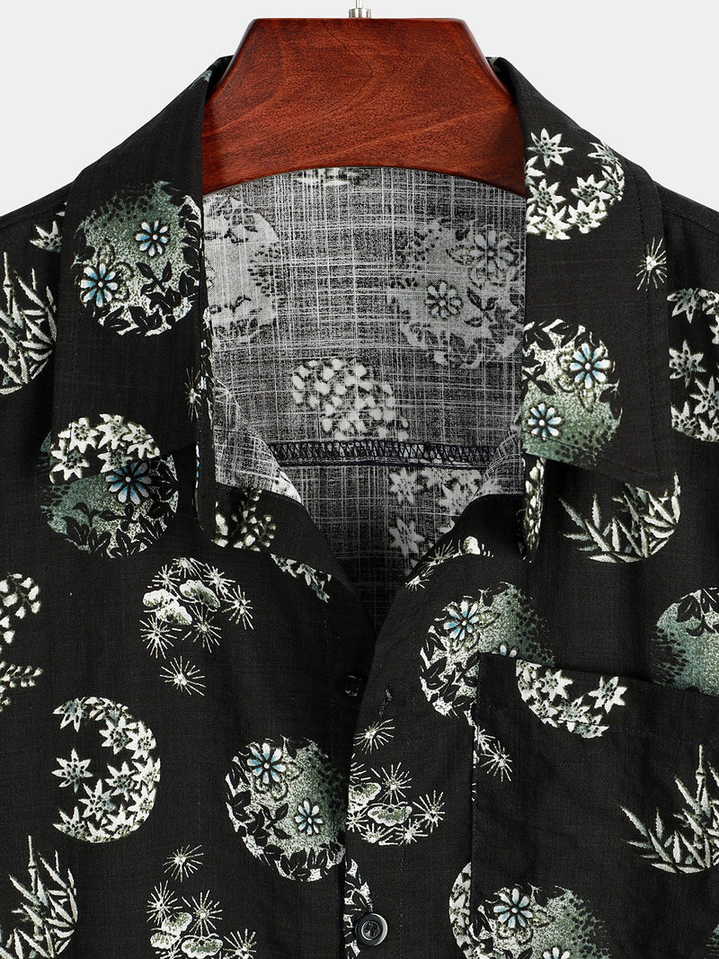 Men's Print Cotton Pocket Tropical Hawaiian Shirt
