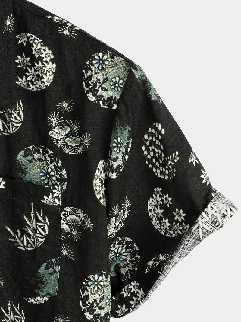 Men's Print Cotton Pocket Tropical Hawaiian Shirt