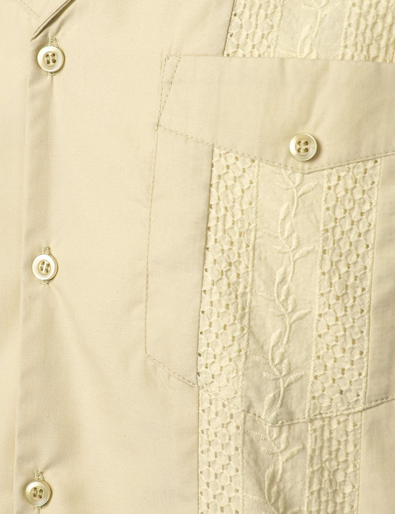 Men's Short Sleeve Button Down Cuban Guayabera Shirts Casual Suits