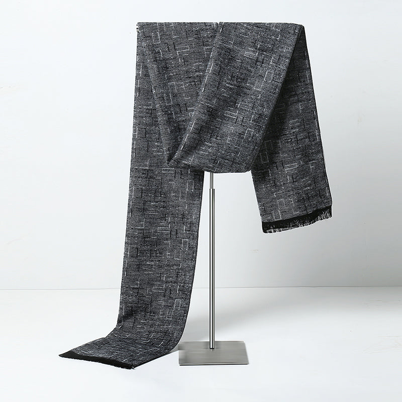 Men's Stylish Fall Winter Warm Classic Dark Grey Neck Scarf