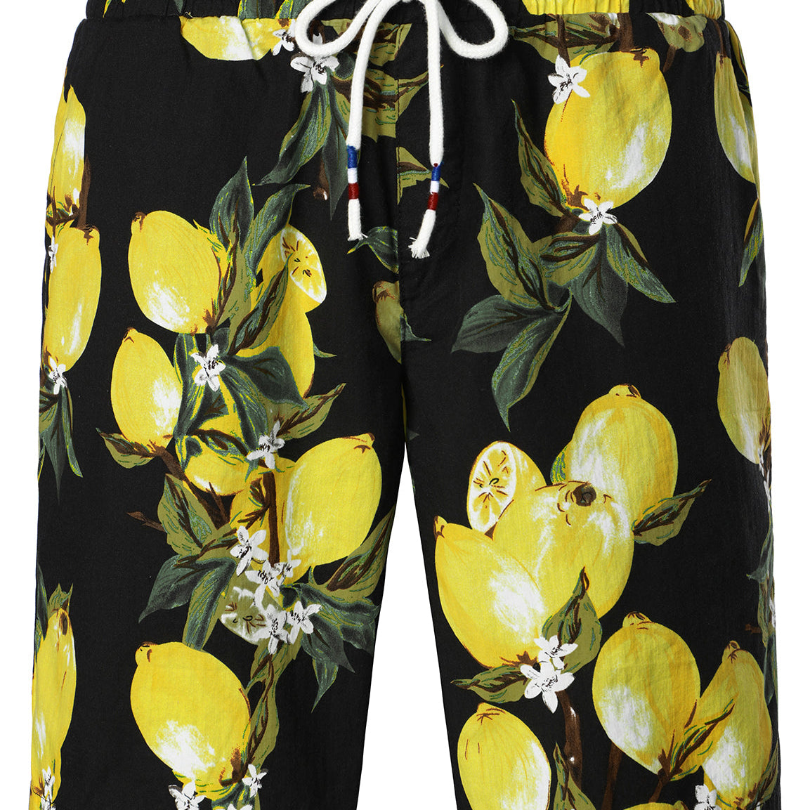 Men's Breathable Tropical Fruit Cotton Yellow Lemon Beach Hawaiian Aloha Summer Shorts