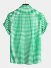 Men's Pink Casual Solid Color Plaid Cotton Pocket Shirt