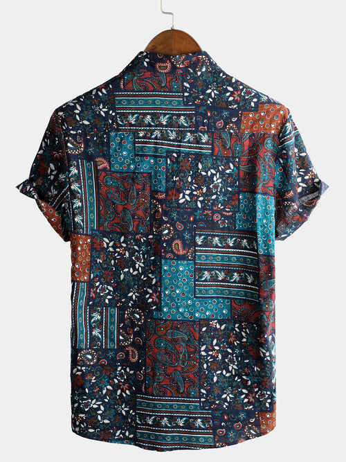 Men's Vintage Cotton Casual Short Sleeve Shirt