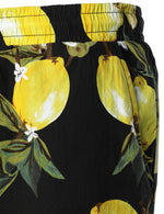 Men's Breathable Tropical Fruit Cotton Yellow Lemon Beach Hawaiian Aloha Summer Shorts