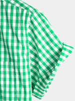 Men's Pink Casual Solid Color Plaid Cotton Pocket Shirt
