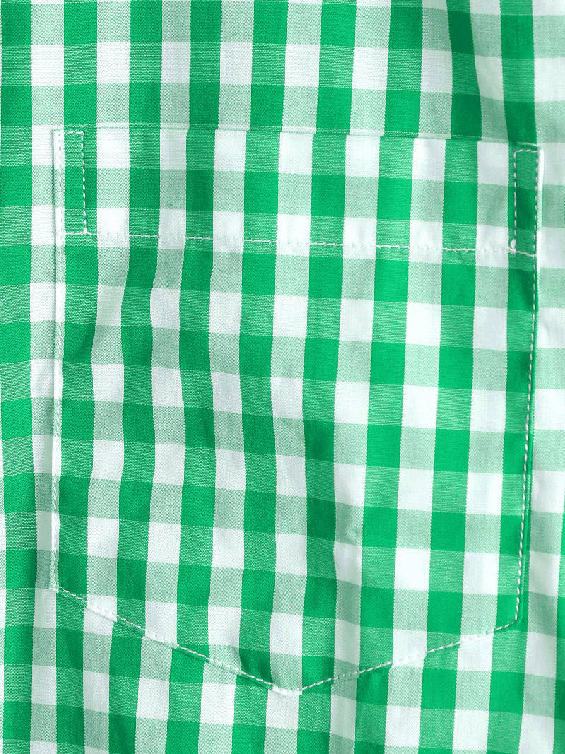 Men's Pink Casual Solid Color Plaid Cotton Pocket Shirt