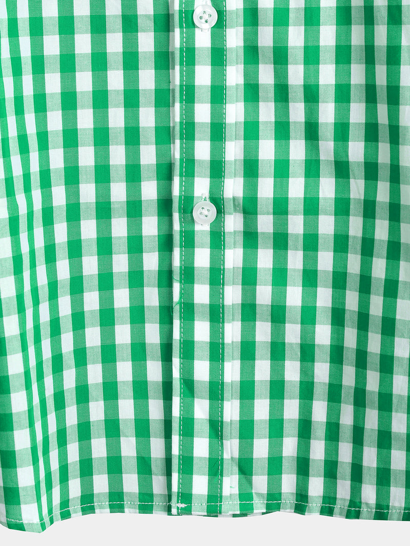 Men's Pink Casual Solid Color Plaid Cotton Pocket Shirt