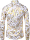 Men's Floral Long Sleeve Casual Button Up Shirt