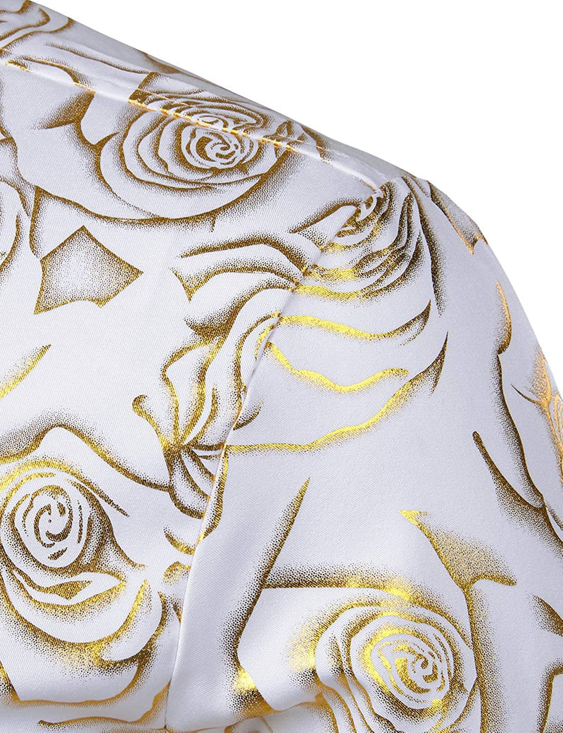 Men's Floral Long Sleeve Casual Button Up Shirt