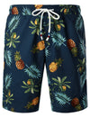 Men's Breathable Cotton Pineapple Print Beach Hawaiian Aloha Summer Shorts