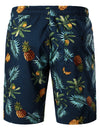 Men's Breathable Cotton Pineapple Print Beach Hawaiian Aloha Summer Shorts