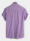 Men's Pink Casual Solid Color Plaid Cotton Pocket Shirt