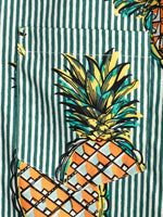 Men's Striped Pineapple Print Pocket Cotton Shirt