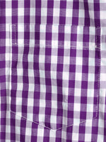Men's Pink Casual Solid Color Plaid Cotton Pocket Shirt