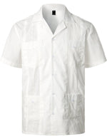 Men's Short Sleeve Button Down Cuban Guayabera Shirts Casual Suits