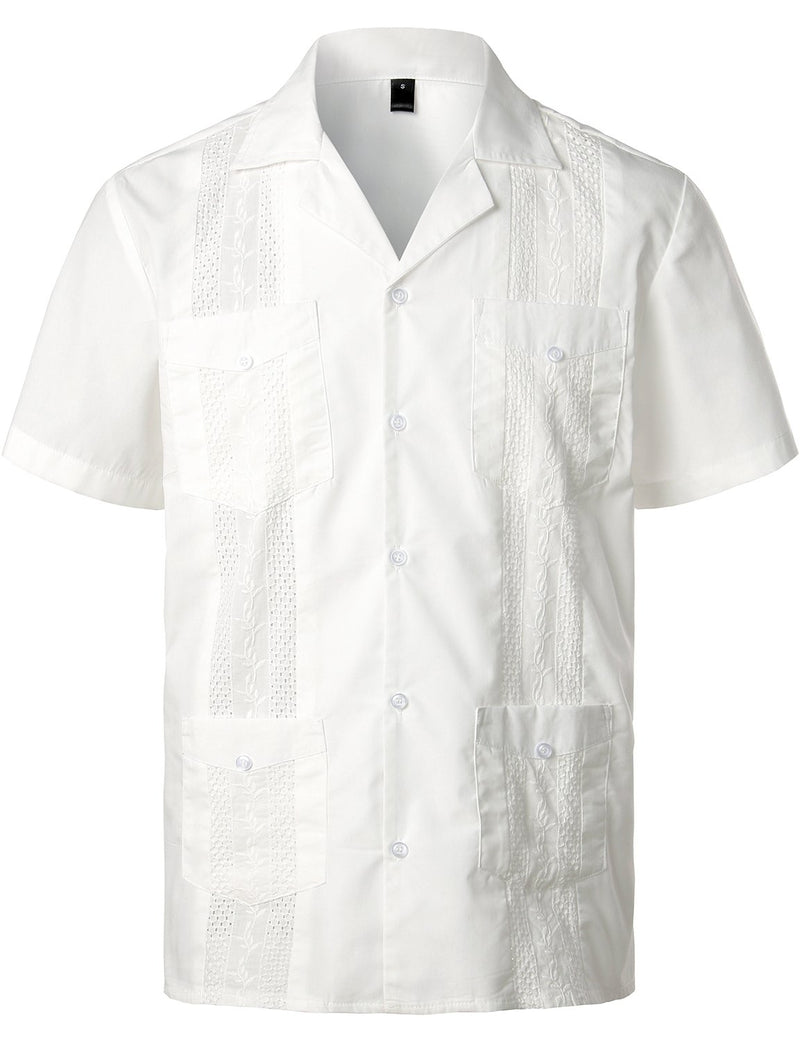 Men's Short Sleeve Button Down Cuban Guayabera Shirts Casual Suits