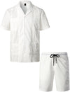Men's Short Sleeve Button Down Cuban Guayabera Shirts Casual Suits