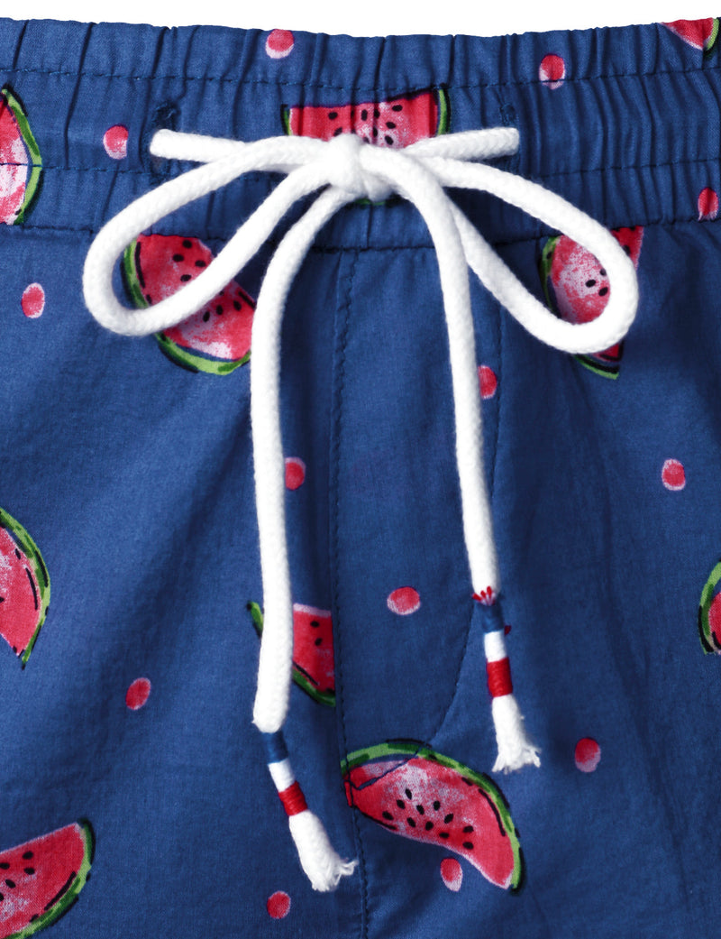 Men's Breathable Cotton Watermelon Beach Hawaiian Aloha Summer Shorts
