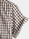 Men's Pink Casual Solid Color Plaid Cotton Pocket Shirt