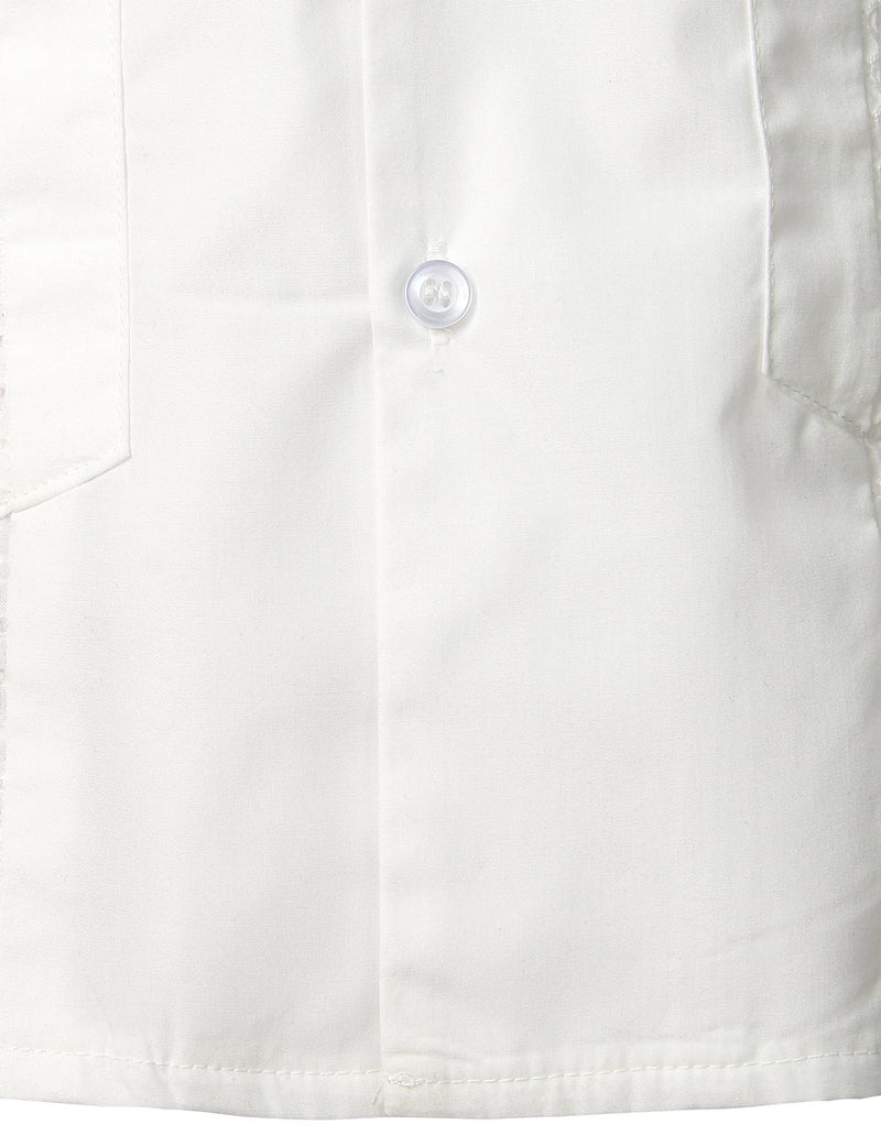 Men's Short Sleeve Button Down Cuban Guayabera Shirts Casual Suits