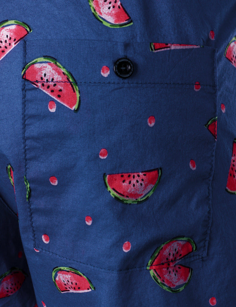 Men's Breathable Cotton Watermelon Beach Hawaiian Aloha Summer Shorts