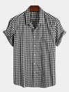 Men's Pink Casual Solid Color Plaid Cotton Pocket Shirt