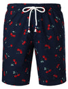 Men's Breathable Cotton Cherry Print Beach Hawaiian Aloha Summer Shorts