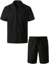 Men's Short Sleeve Button Down Cuban Guayabera Shirts Casual Suits
